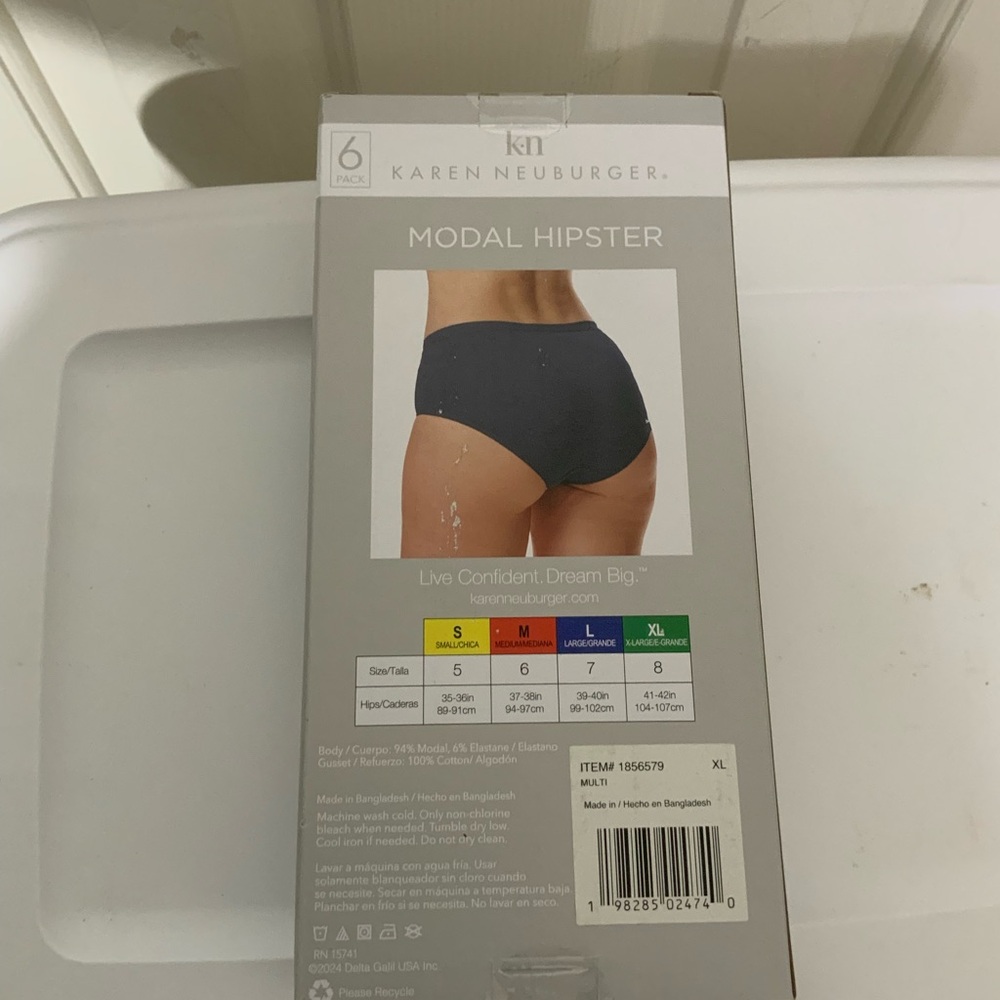 Karen Neuburger Modal Hipster Underwear - Blue 6-Pack - Picture 2 of 2